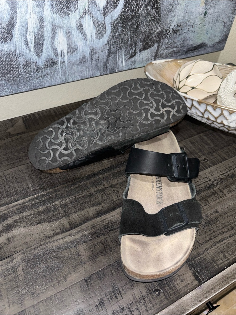 Birkenstock Arizona Split black leather and suede sandals SZ 41 - Picture 10 of 11